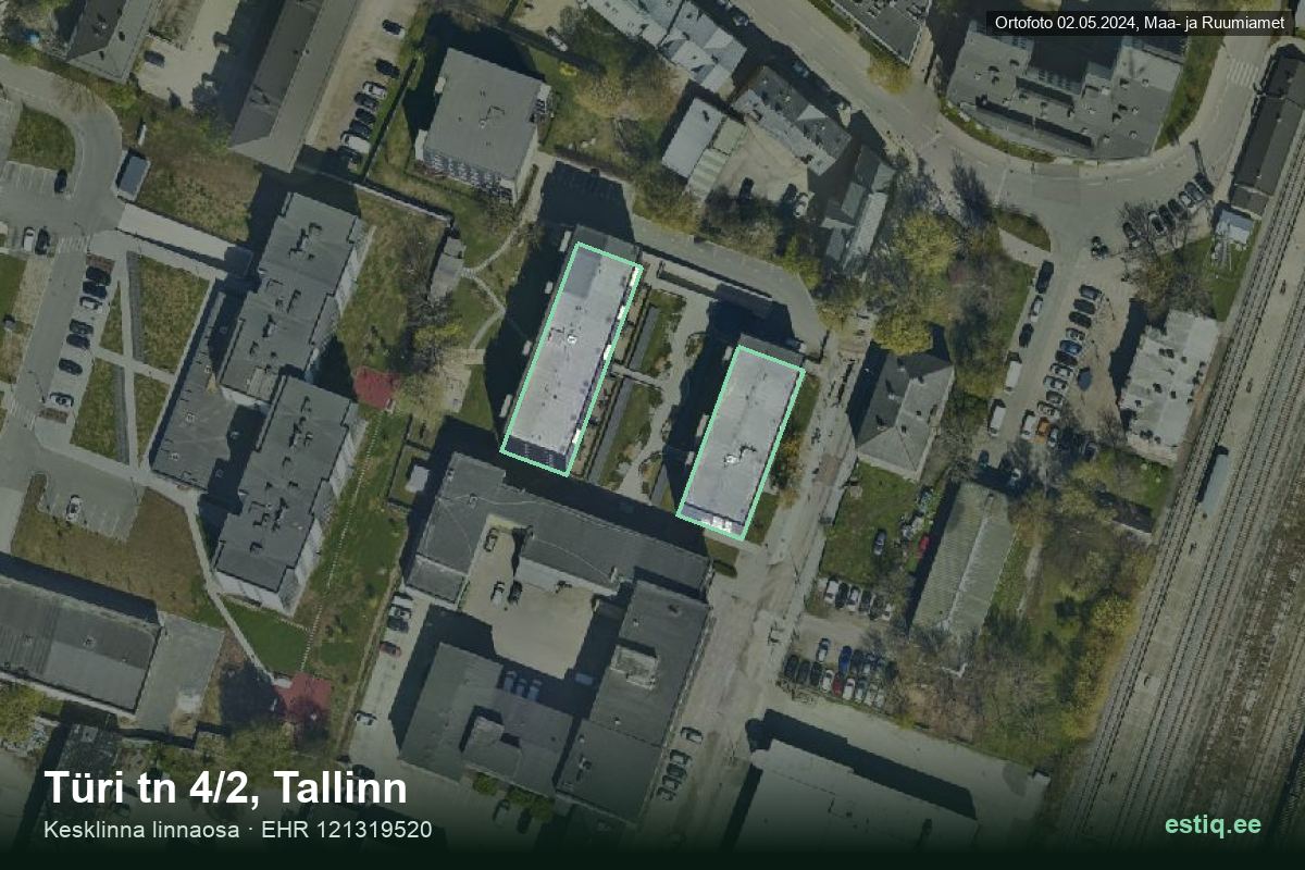 Türi tänav 4/2, Tallinn – hoone aerofoto, kontuur ehitisregistri (EHR) andmetest