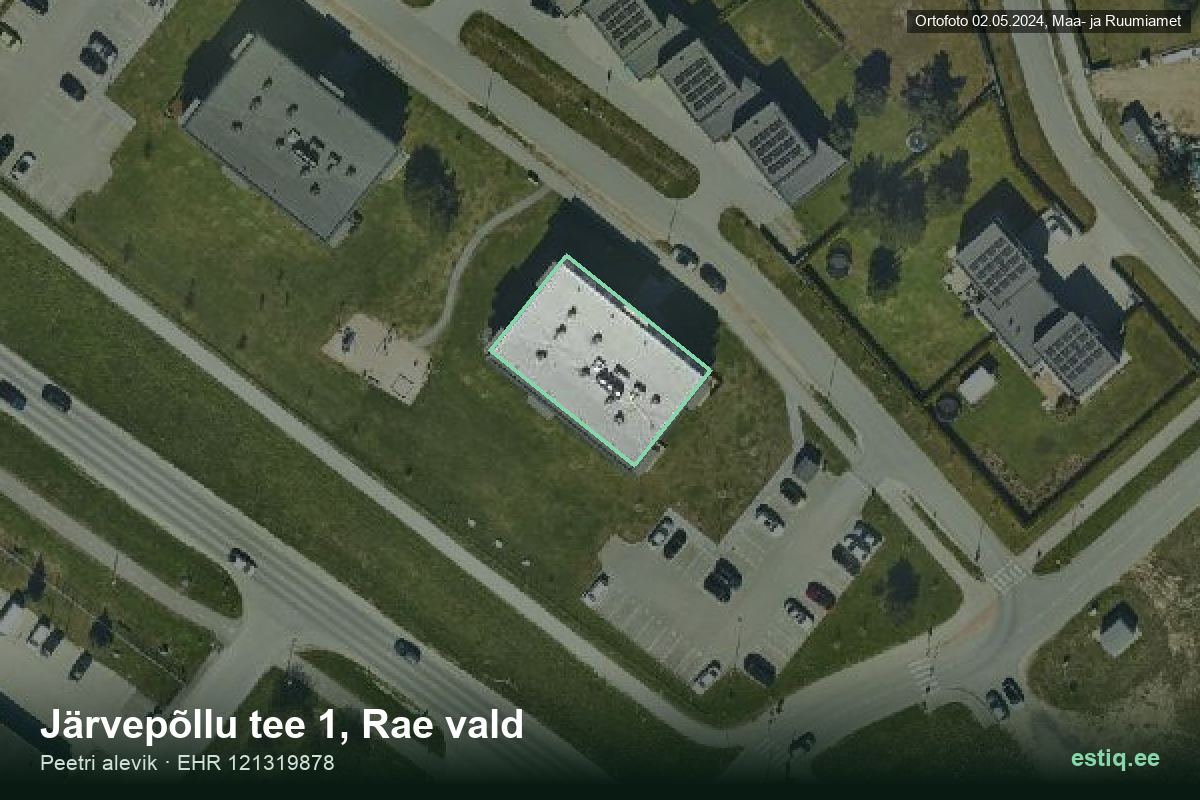 Järvepõllu tee 1, Rae – hoone aerofoto, kontuur ehitisregistri (EHR) andmetest