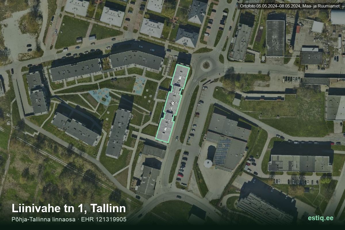 Liinivahe tänav 1, Tallinn – aerial photo of the building, outline from the Building Register (EHR)