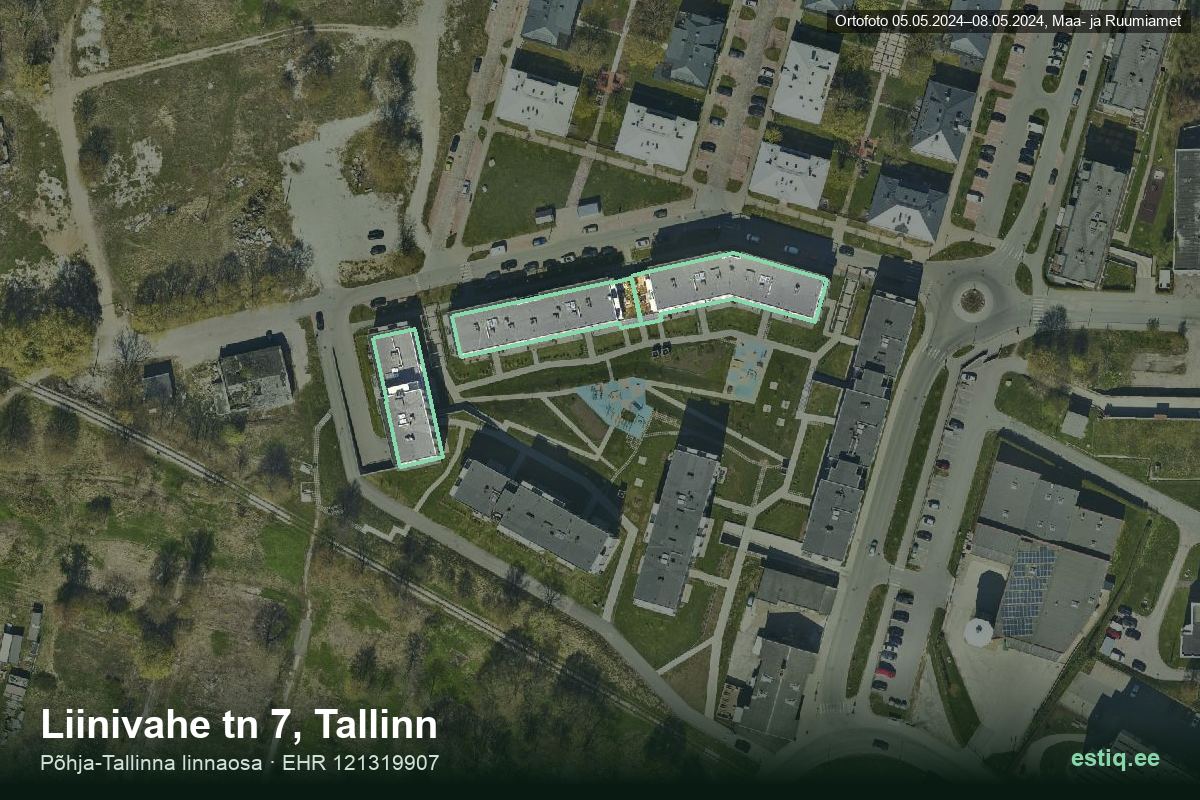Liinivahe tänav 3, Tallinn – hoone aerofoto, kontuur ehitisregistri (EHR) andmetest