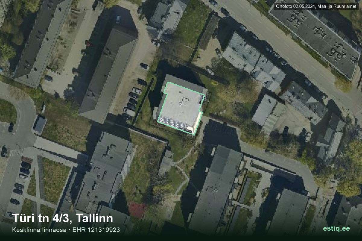 Türi tänav 4/3, Tallinn – hoone aerofoto, kontuur ehitisregistri (EHR) andmetest