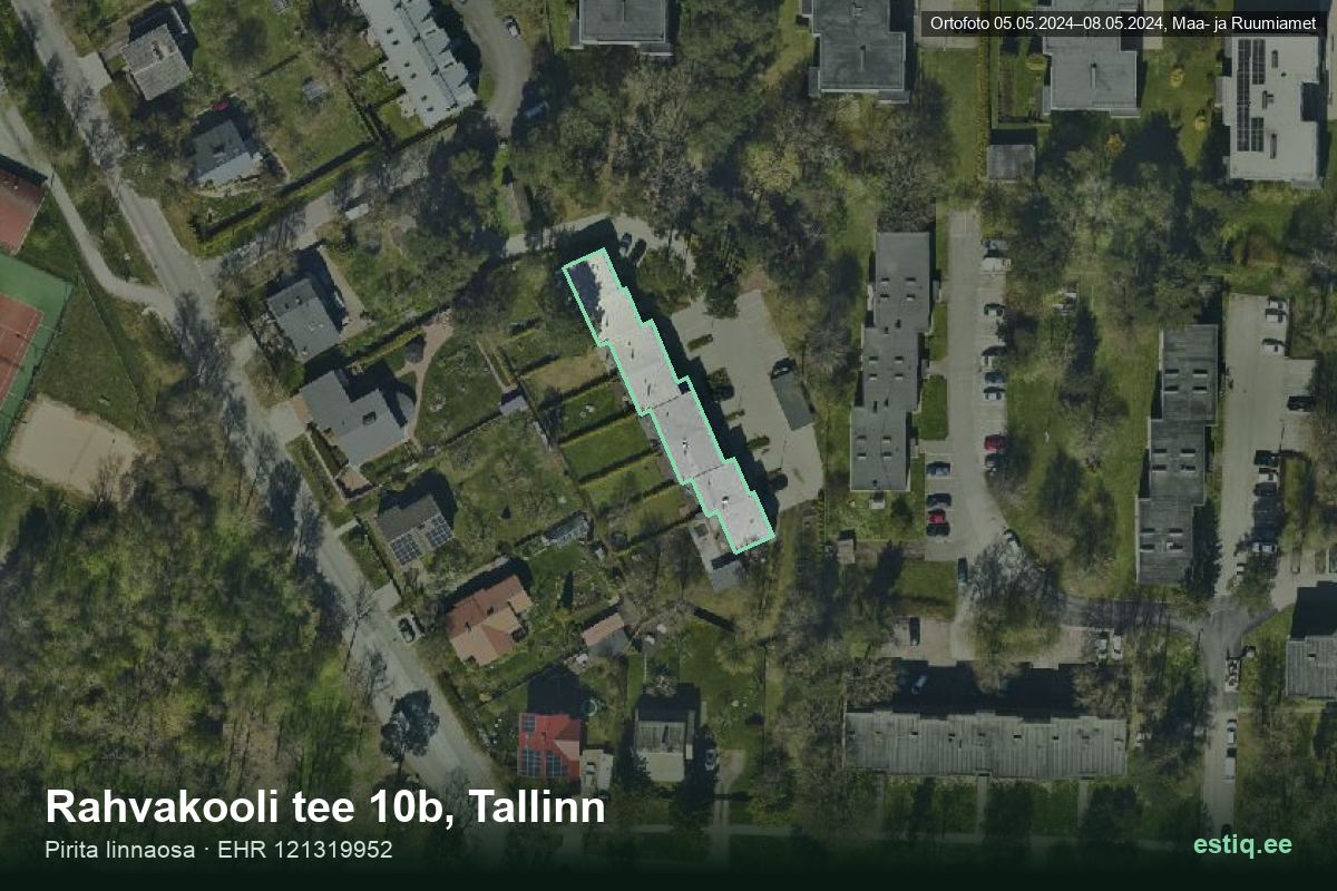 Rahvakooli tee 10b, Tallinn – hoone aerofoto, kontuur ehitisregistri (EHR) andmetest