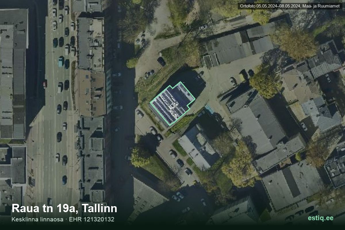 Raua tänav 19a, Tallinn – aerial photo of the building, outline from the Building Register (EHR)
