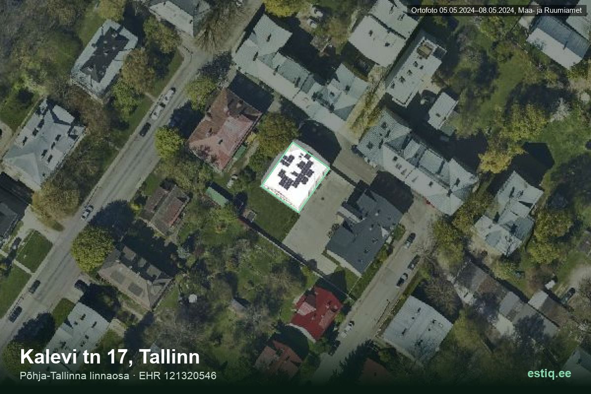 Kalevi tänav 17, Tallinn – aerial photo of the building, outline from the Building Register (EHR)