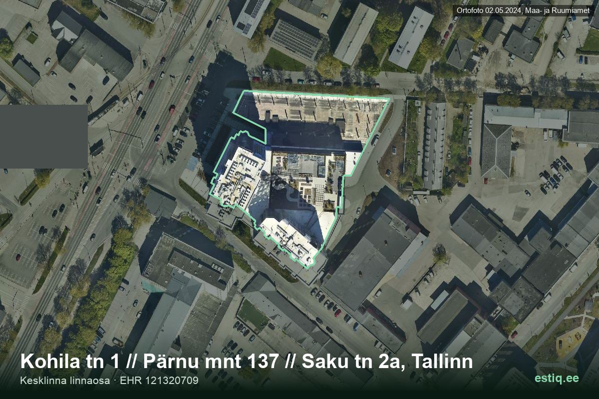 Pärnu mnt 137, Tallinn – hoone aerofoto, kontuur ehitisregistri (EHR) andmetest