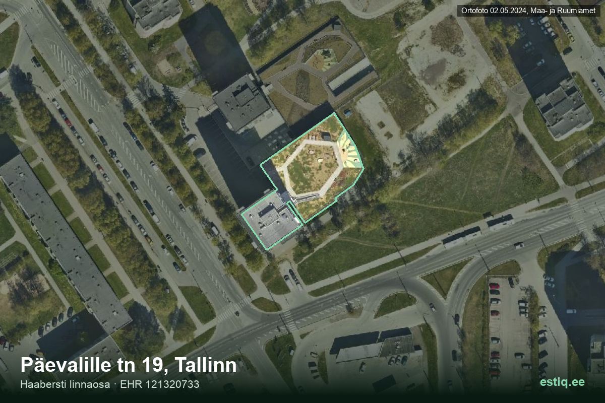 Päevalille tänav 19, Tallinn – hoone aerofoto, kontuur ehitisregistri (EHR) andmetest