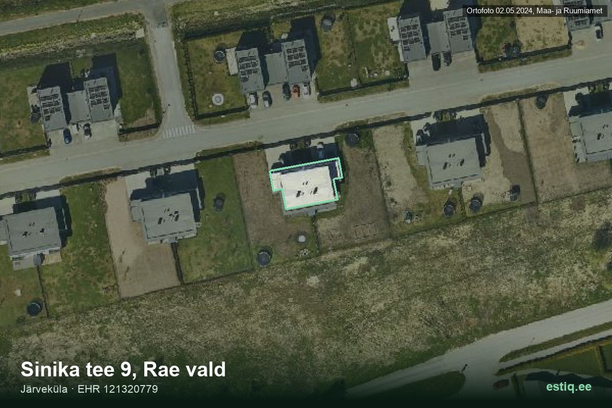 Sinika tee 9, Rae – hoone aerofoto, kontuur ehitisregistri (EHR) andmetest