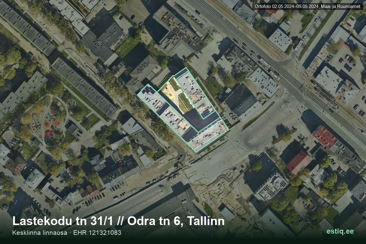 Lastekodu tänav 31, Tallinn – aerial photo of the building, outline from the Building Register (EHR)