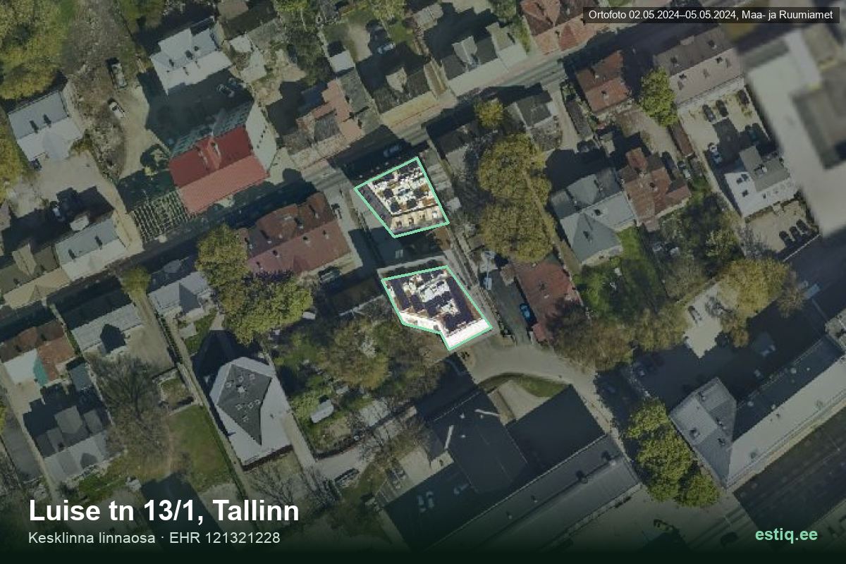 Luise tänav 13/2, Tallinn – hoone aerofoto, kontuur ehitisregistri (EHR) andmetest