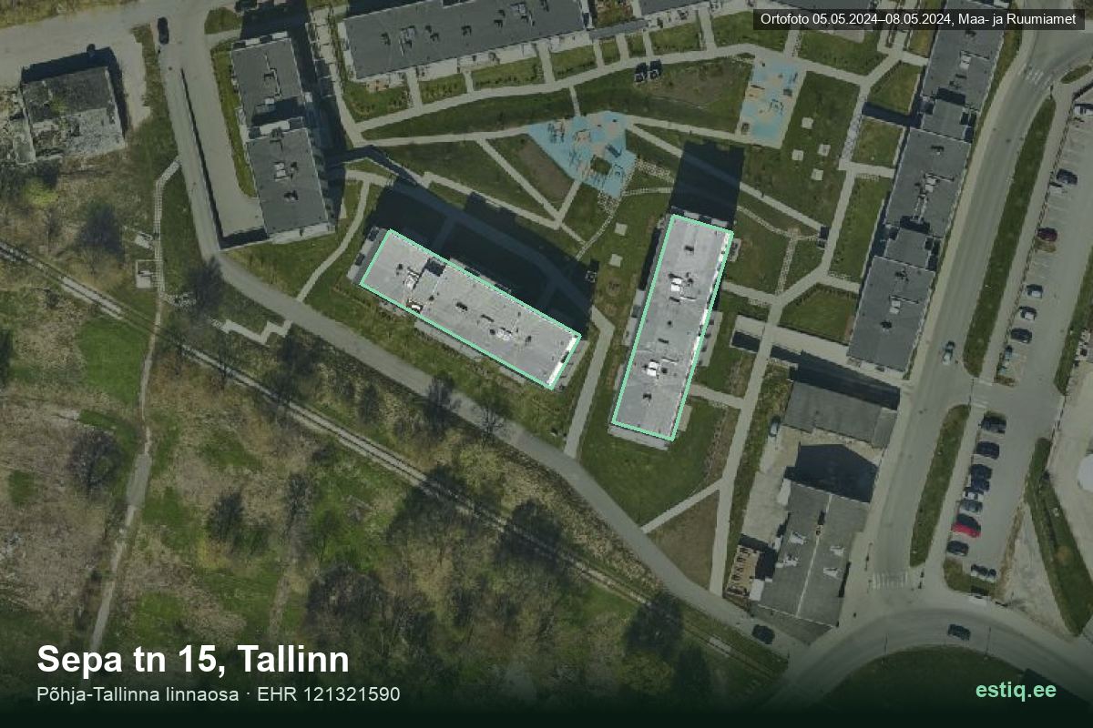 Liinivahe tänav 9, Tallinn – ilmakuva rakennuksesta, ääriviiva rakennusrekisteristä (EHR)