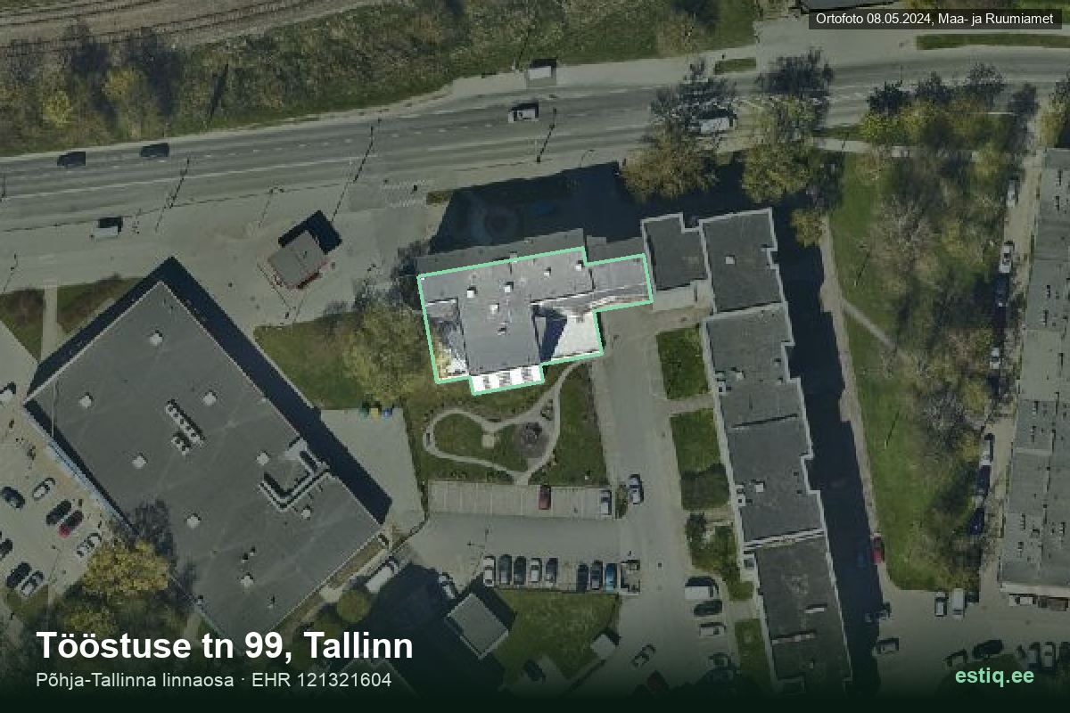 Tööstuse tänav 99, Tallinn – hoone aerofoto, kontuur ehitisregistri (EHR) andmetest