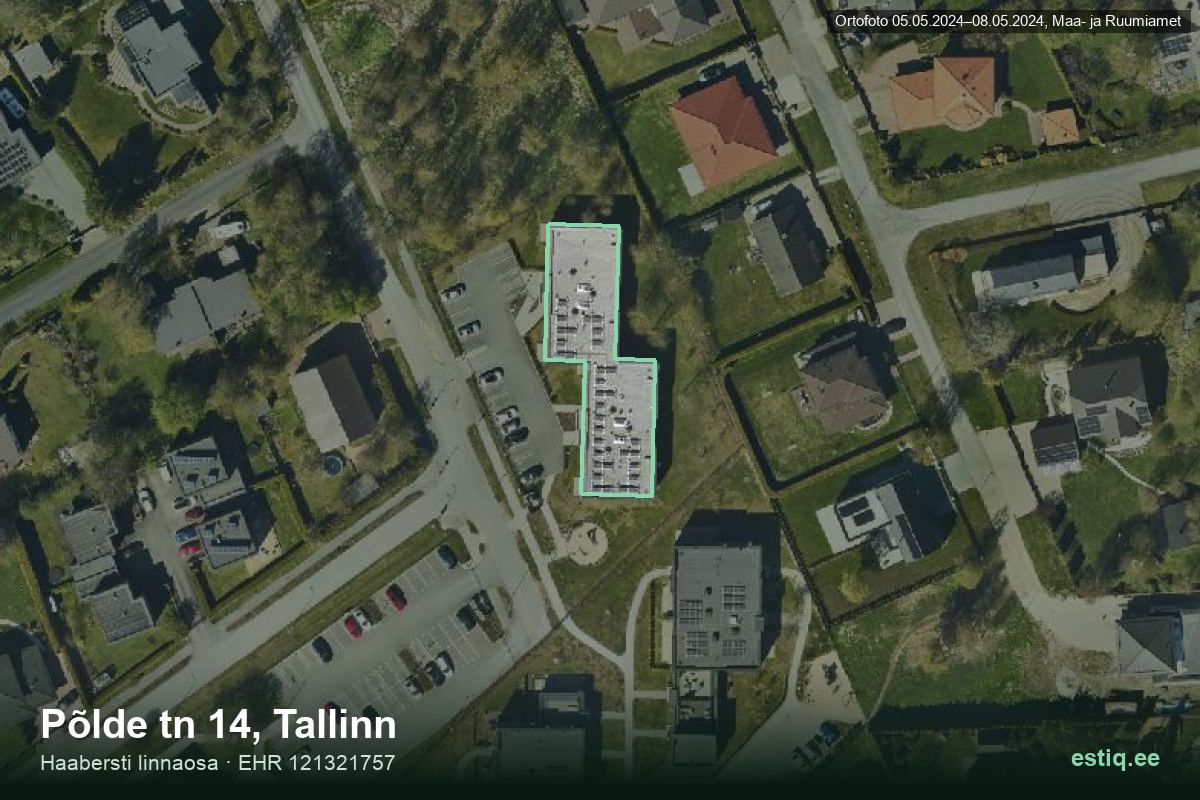 Põlde tänav 14, Tallinn – hoone aerofoto, kontuur ehitisregistri (EHR) andmetest