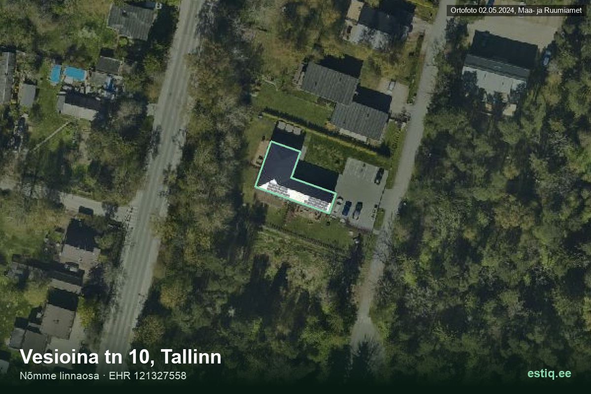 Vesioina tänav 10, Tallinn – hoone aerofoto, kontuur ehitisregistri (EHR) andmetest