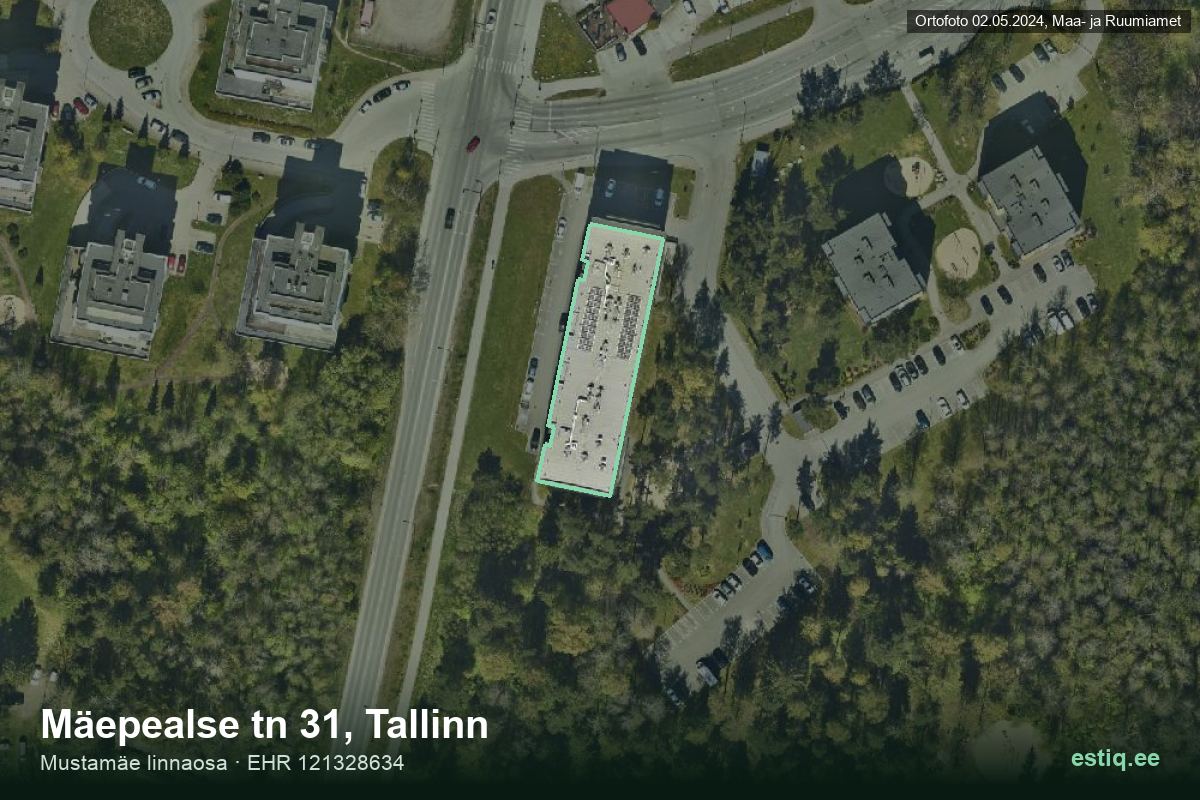 Mäepealse tänav 31, Tallinn – hoone aerofoto, kontuur ehitisregistri (EHR) andmetest