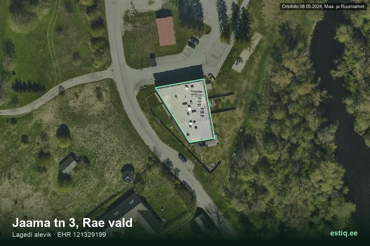Jaama tänav 3, Rae – hoone aerofoto, kontuur ehitisregistri (EHR) andmetest