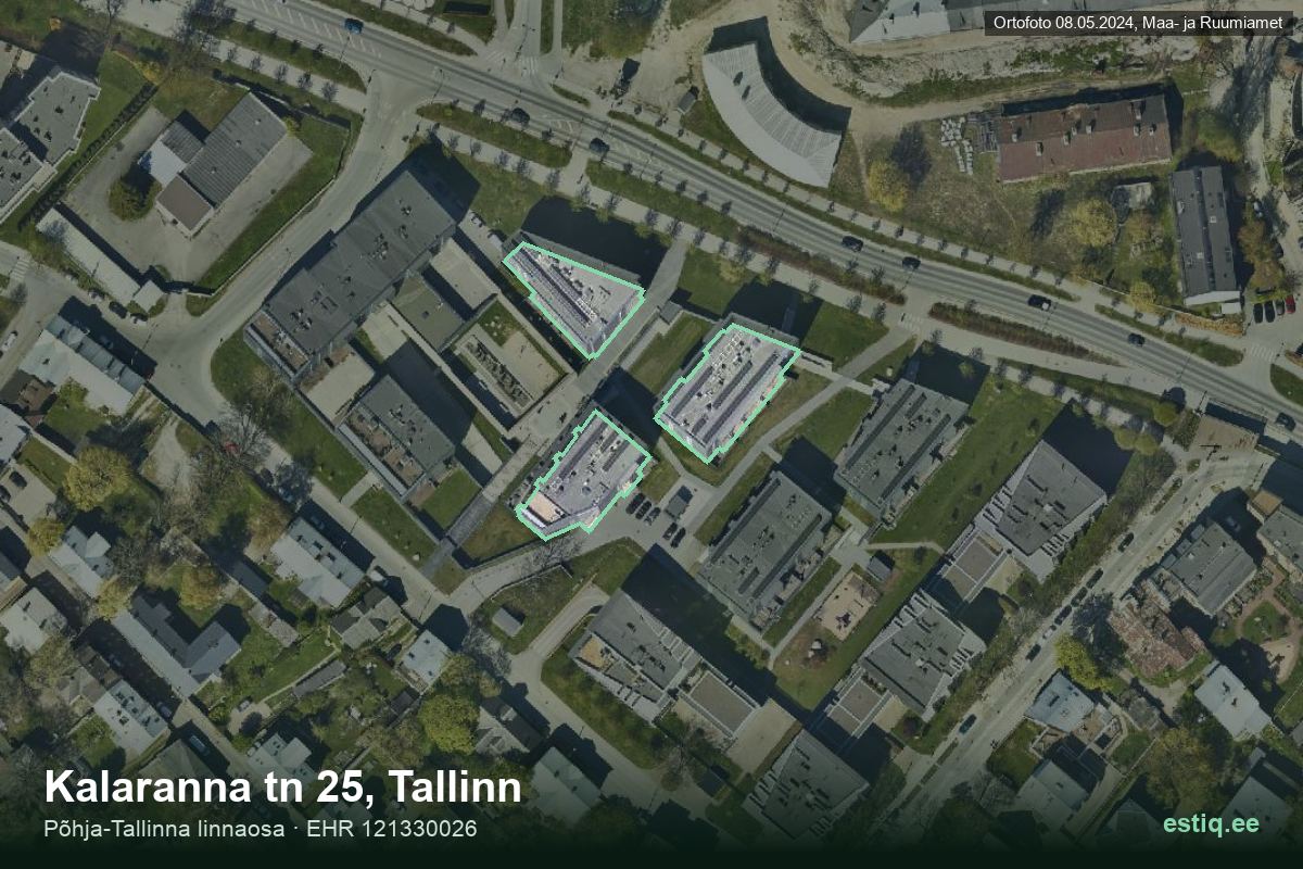 Kalaranna tänav 25, Tallinn – hoone aerofoto, kontuur ehitisregistri (EHR) andmetest