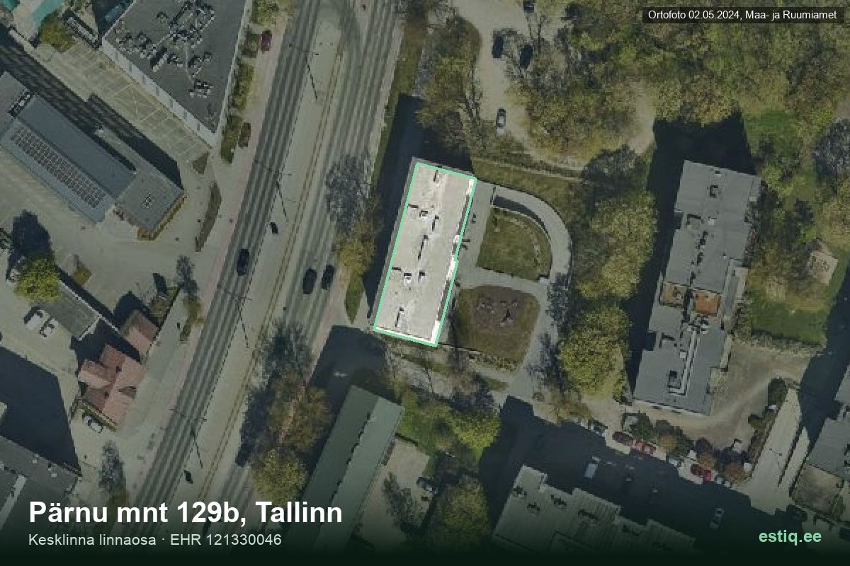 Pärnu mnt 129b, Tallinn – hoone aerofoto, kontuur ehitisregistri (EHR) andmetest