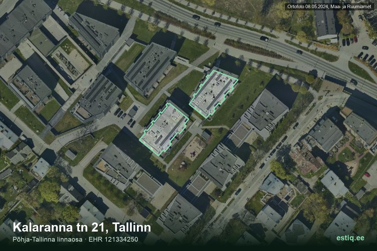 Kalaranna tänav 23, Tallinn – hoone aerofoto, kontuur ehitisregistri (EHR) andmetest