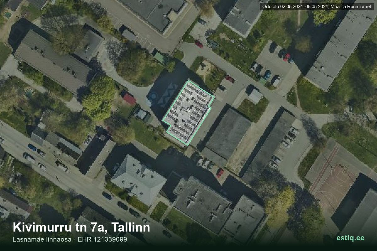 Kivimurru tänav 7a, Tallinn – aerial photo of the building, outline from the Building Register (EHR)