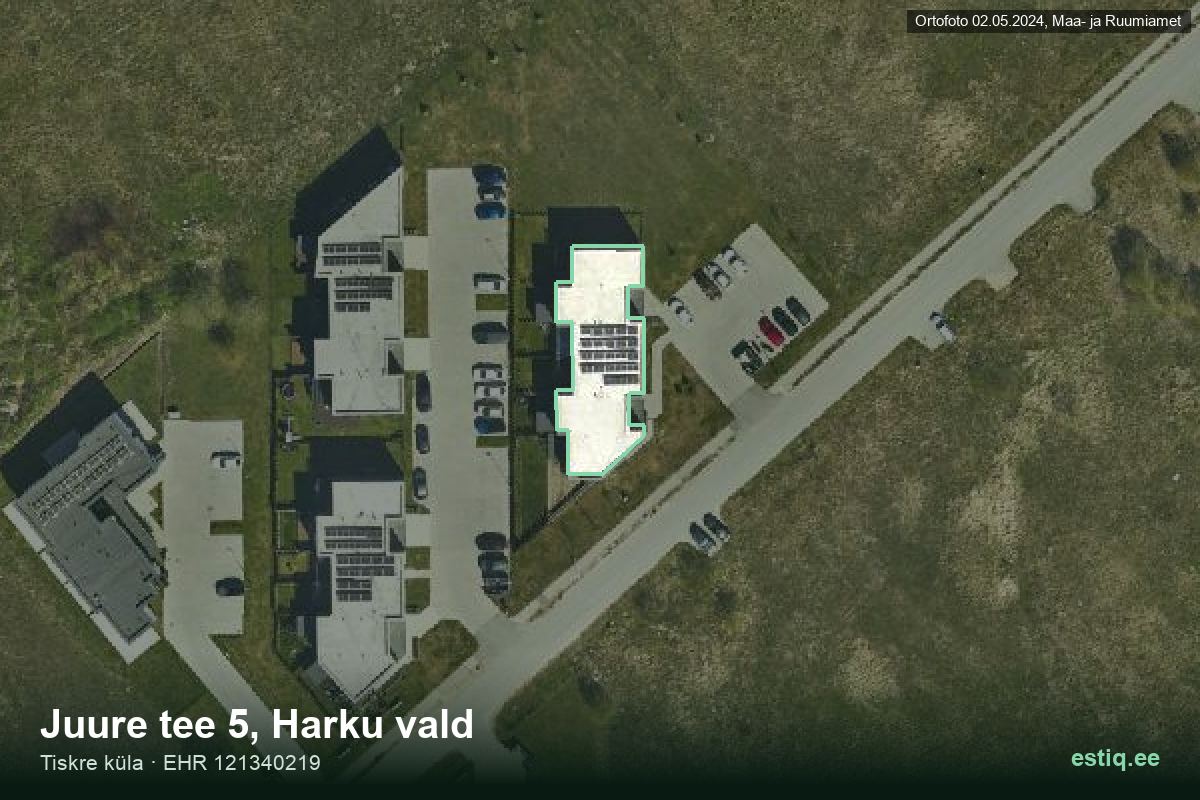 Juure tee 5, Harku – hoone aerofoto, kontuur ehitisregistri (EHR) andmetest