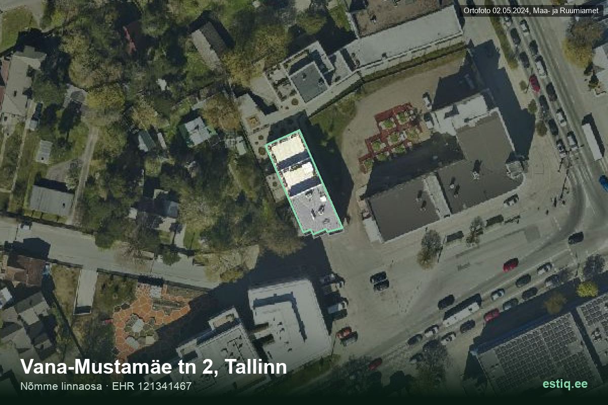 Vana-Mustamäe tänav 2, Tallinn – ilmakuva rakennuksesta, ääriviiva rakennusrekisteristä (EHR)