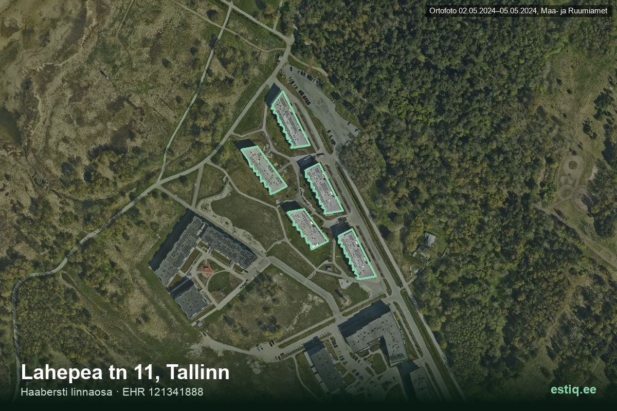 Lahepea tänav 11, Tallinn – hoone aerofoto, kontuur ehitisregistri (EHR) andmetest