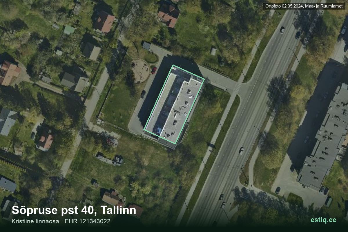 Sõpruse pst 40, Tallinn – hoone aerofoto, kontuur ehitisregistri (EHR) andmetest