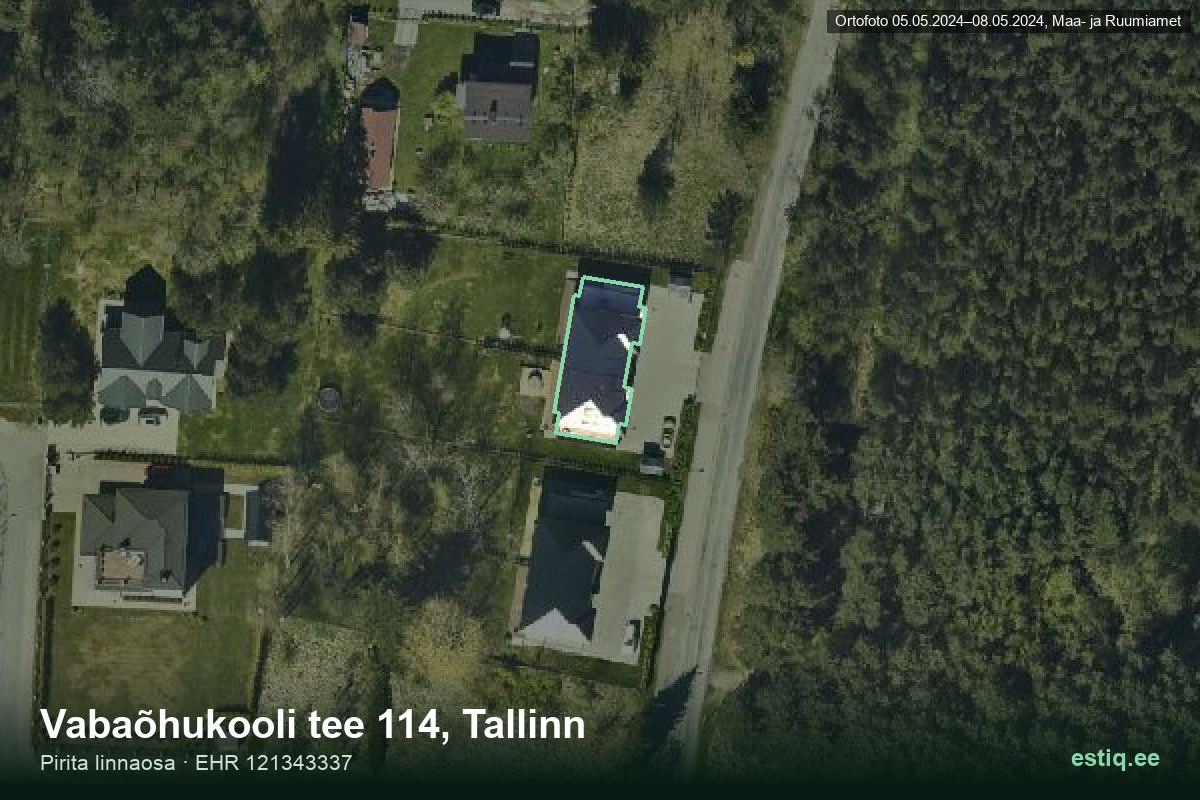 Vabaõhukooli tee 114, Tallinn – hoone aerofoto, kontuur ehitisregistri (EHR) andmetest