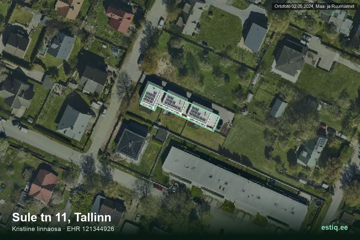 Sule tänav 11, Tallinn – аэрофото дома, контур по данным регистра строений (EHR)