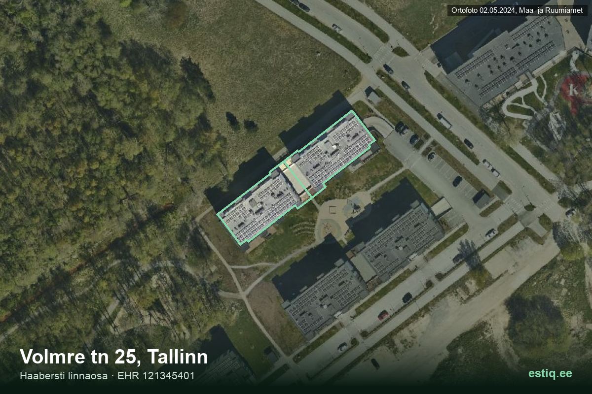 Volmre tänav 25, Tallinn – аэрофото дома, контур по данным регистра строений (EHR)
