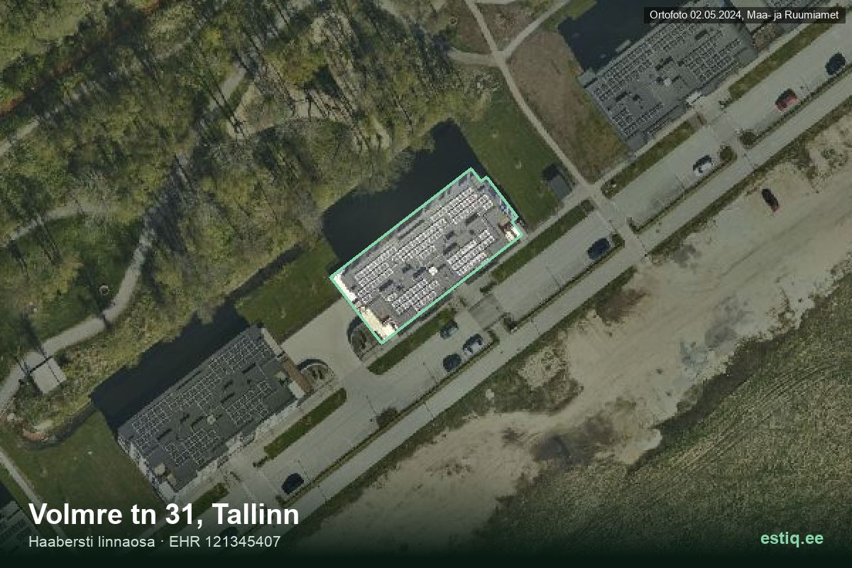 Volmre tänav 31, Tallinn – аэрофото дома, контур по данным регистра строений (EHR)