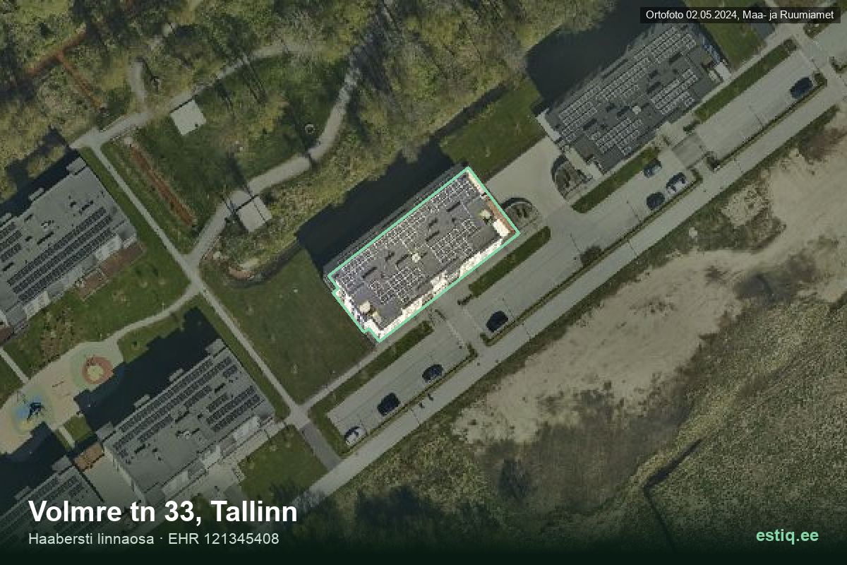 Volmre tänav 33, Tallinn – аэрофото дома, контур по данным регистра строений (EHR)