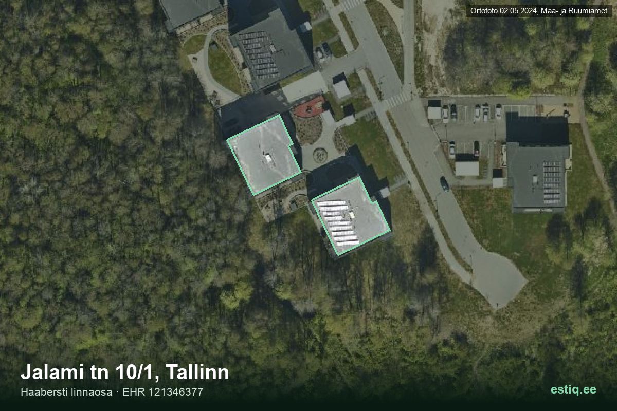 Jalami tänav 10-1, Tallinn – hoone aerofoto, kontuur ehitisregistri (EHR) andmetest