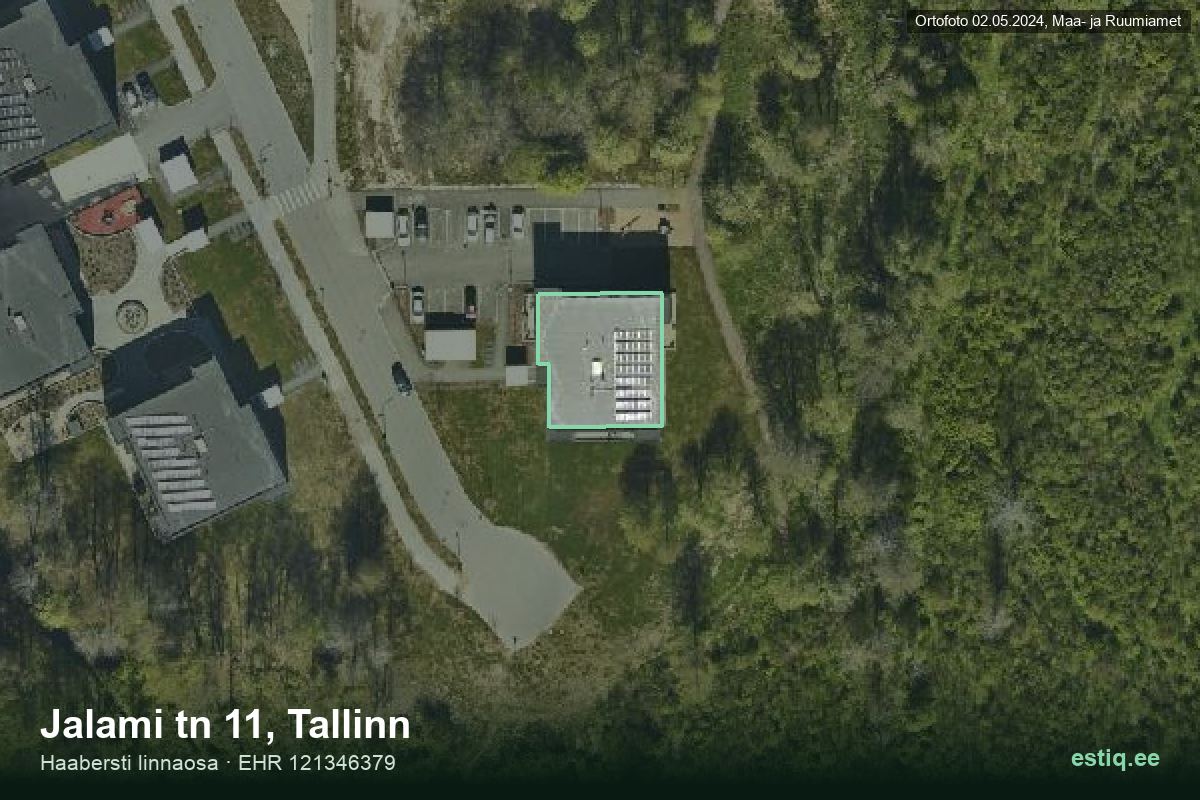 Jalami tänav 11, Tallinn – ilmakuva rakennuksesta, ääriviiva rakennusrekisteristä (EHR)