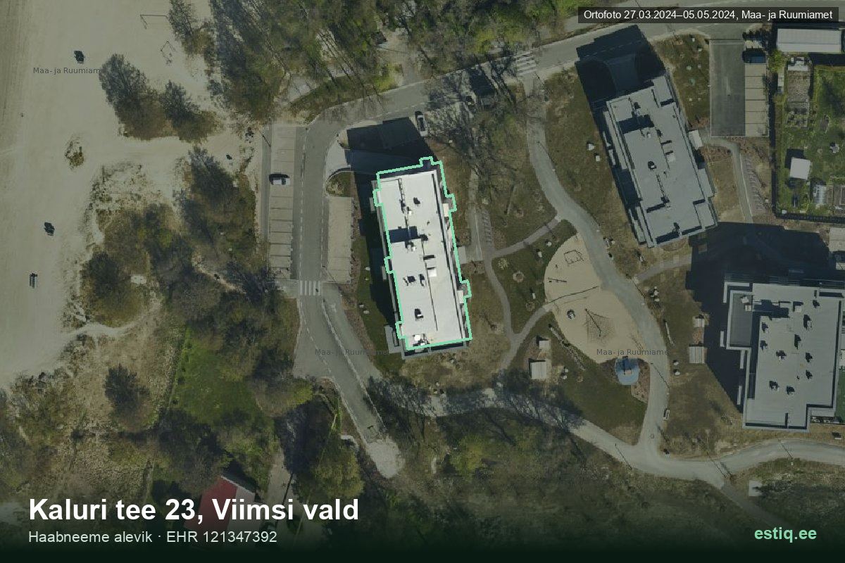 Kaluri tee 23, Viimsi – ilmakuva rakennuksesta, ääriviiva rakennusrekisteristä (EHR)