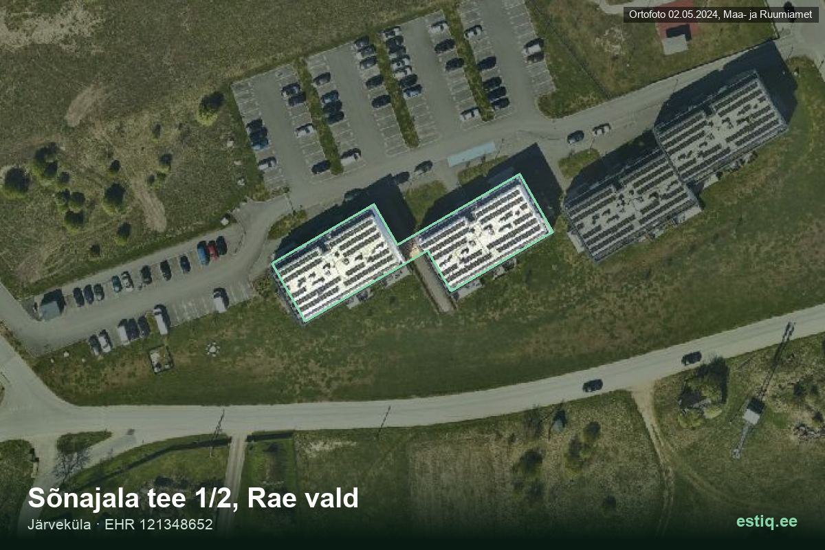 Sõnajala tee 1/2, Rae – hoone aerofoto, kontuur ehitisregistri (EHR) andmetest