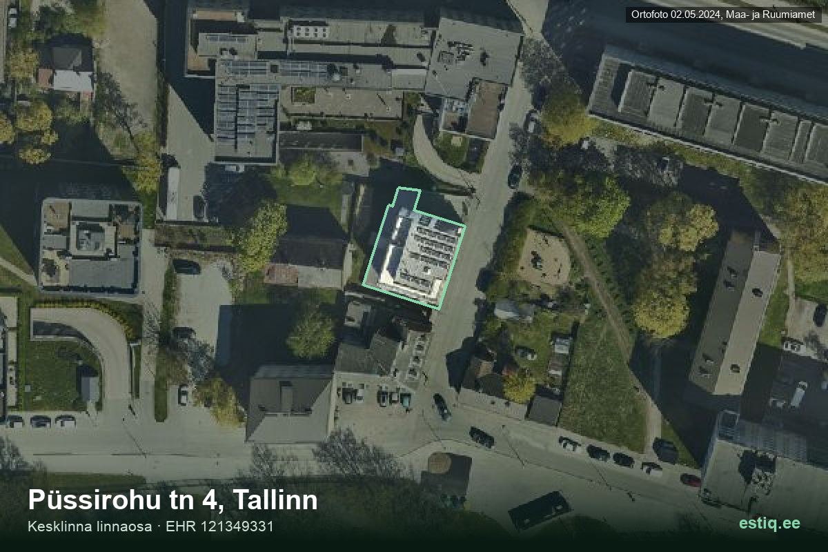 Püssirohu tänav 4, Tallinn – hoone aerofoto, kontuur ehitisregistri (EHR) andmetest