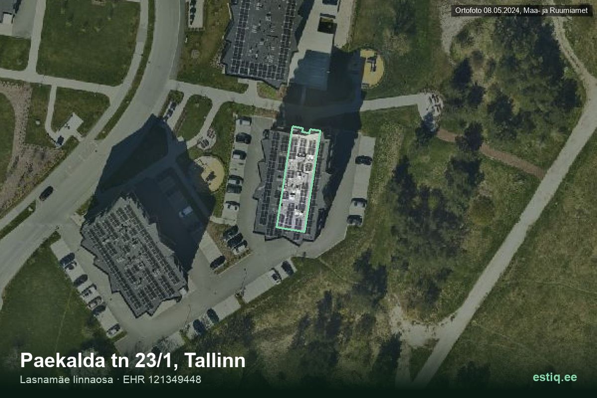Paekalda tänav 23/1, Tallinn – hoone aerofoto, kontuur ehitisregistri (EHR) andmetest