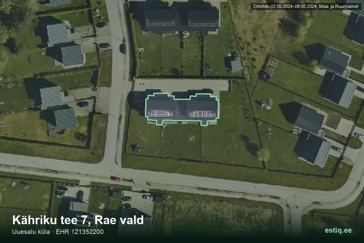 Kähriku tee 7, Rae – hoone aerofoto, kontuur ehitisregistri (EHR) andmetest