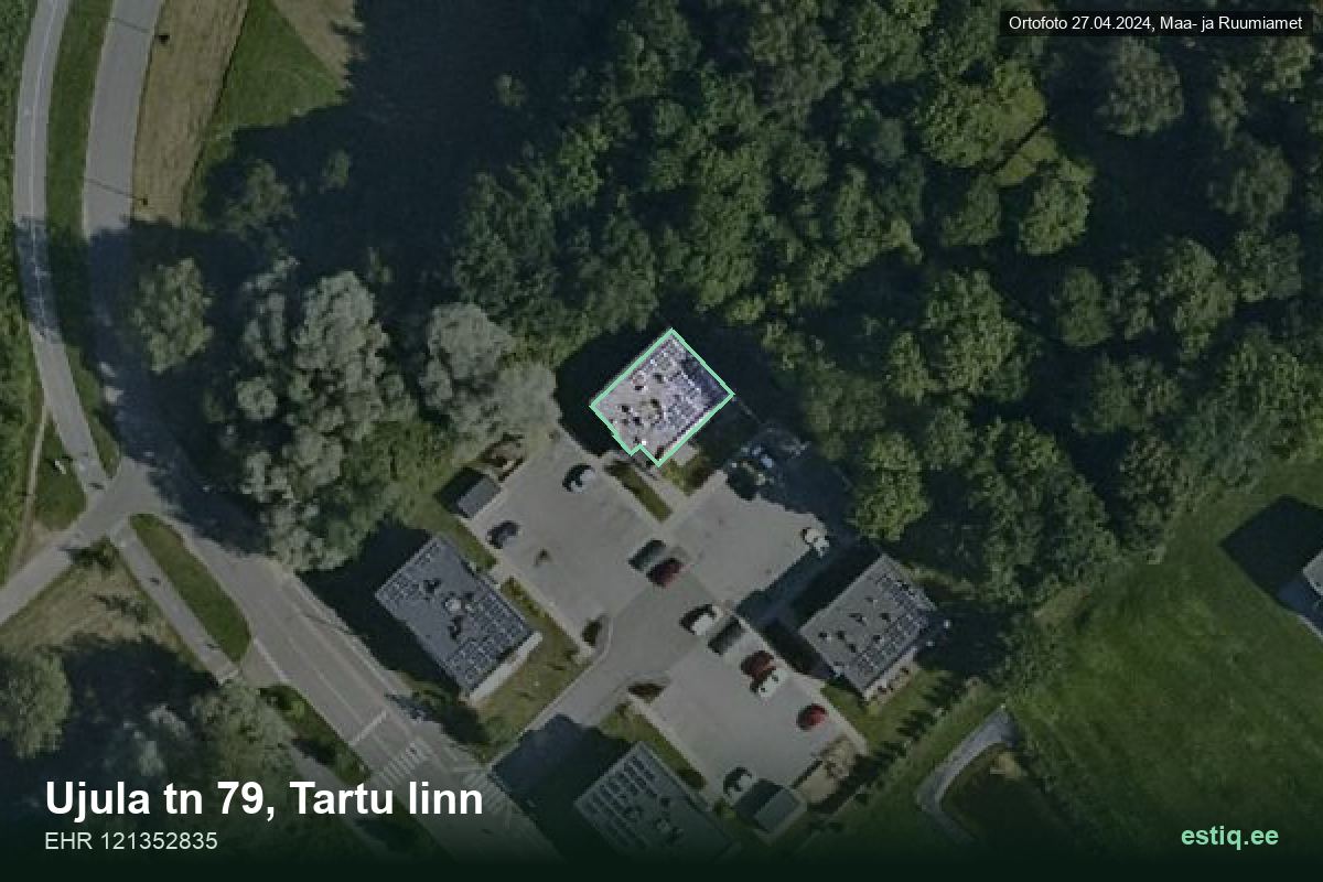 Ujula tänav 79, Tartu – hoone aerofoto, kontuur ehitisregistri (EHR) andmetest