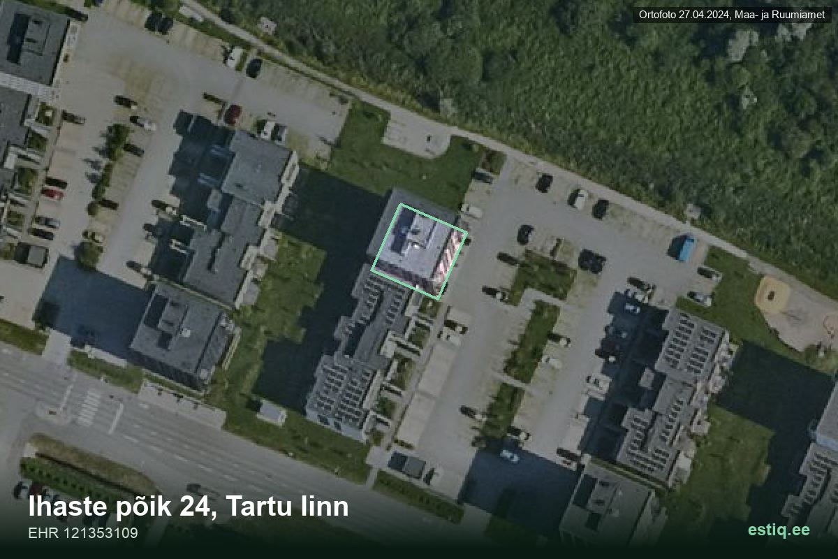 Ihaste põik 24, Tartu – hoone aerofoto, kontuur ehitisregistri (EHR) andmetest