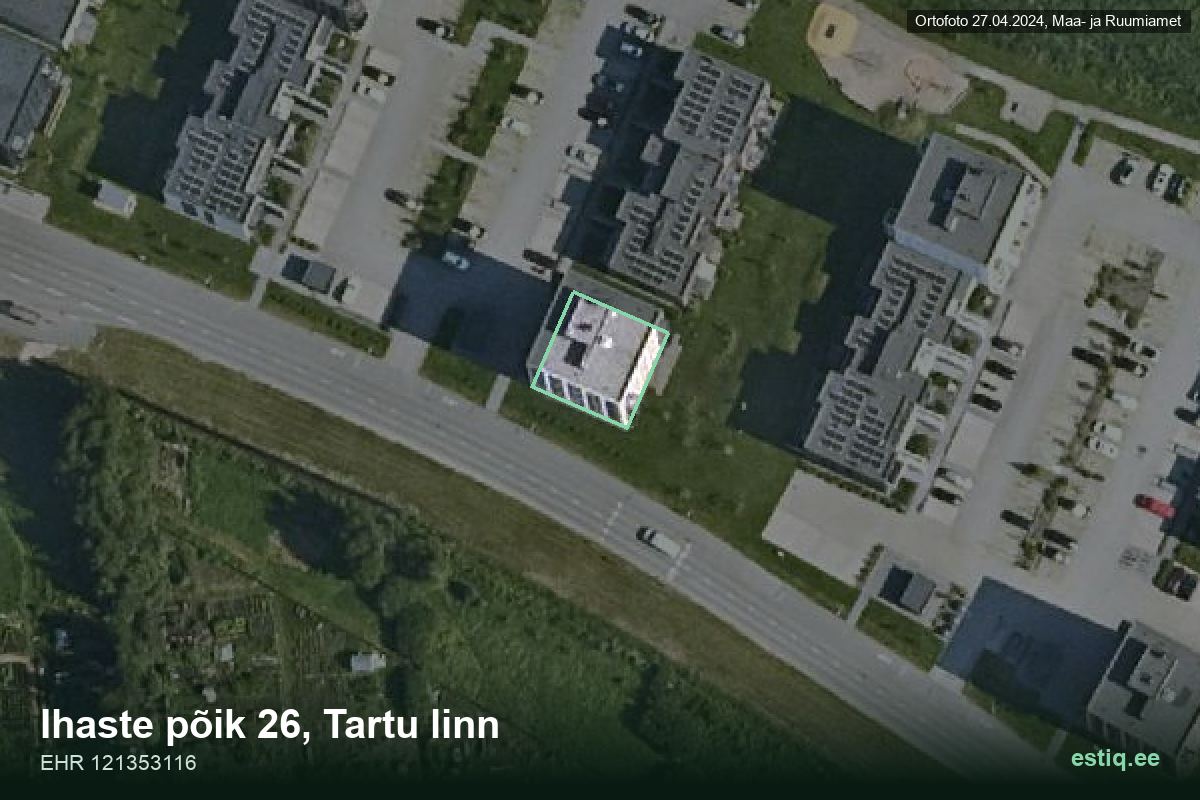 Ihaste põik 26, Tartu – aerial photo of the building, outline from the Building Register (EHR)