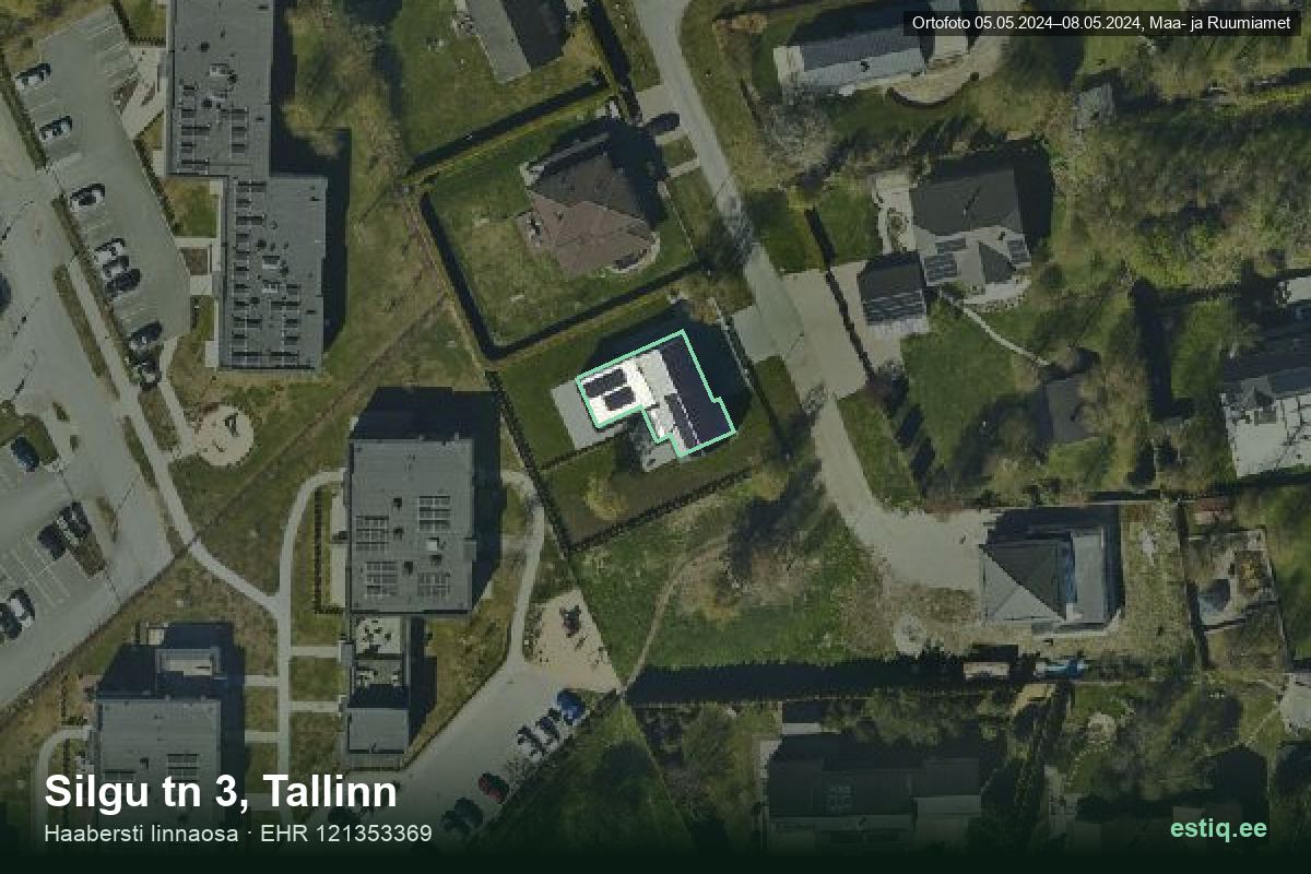 Silgu tänav 3, Tallinn – ilmakuva rakennuksesta, ääriviiva rakennusrekisteristä (EHR)