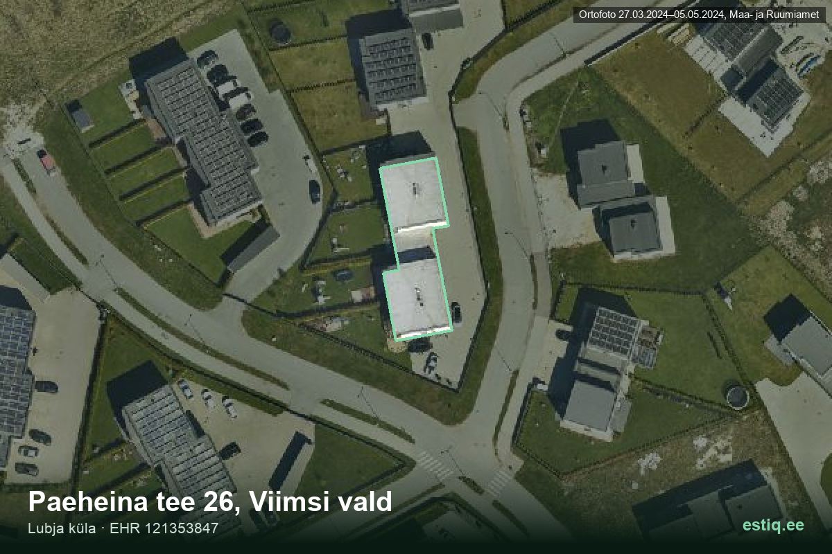Paeheina tee 26, Viimsi – aerial photo of the building, outline from the Building Register (EHR)