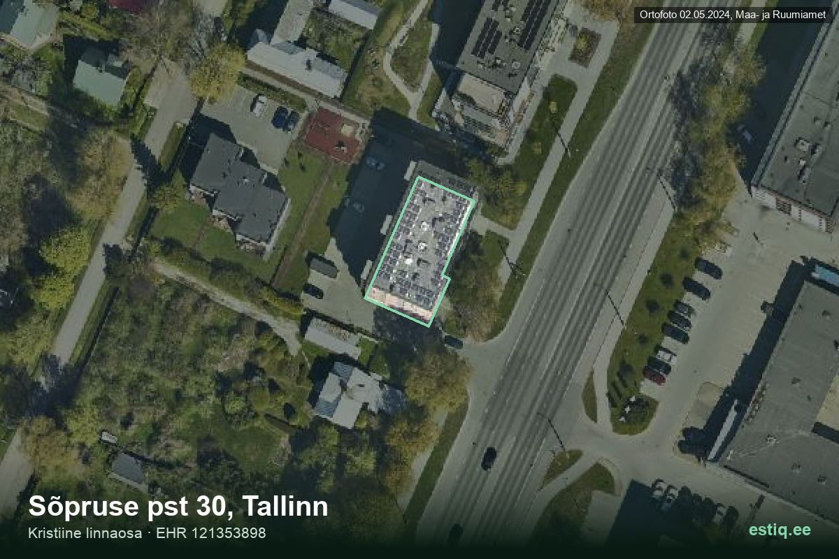 Sõpruse pst 30, Tallinn – hoone aerofoto, kontuur ehitisregistri (EHR) andmetest