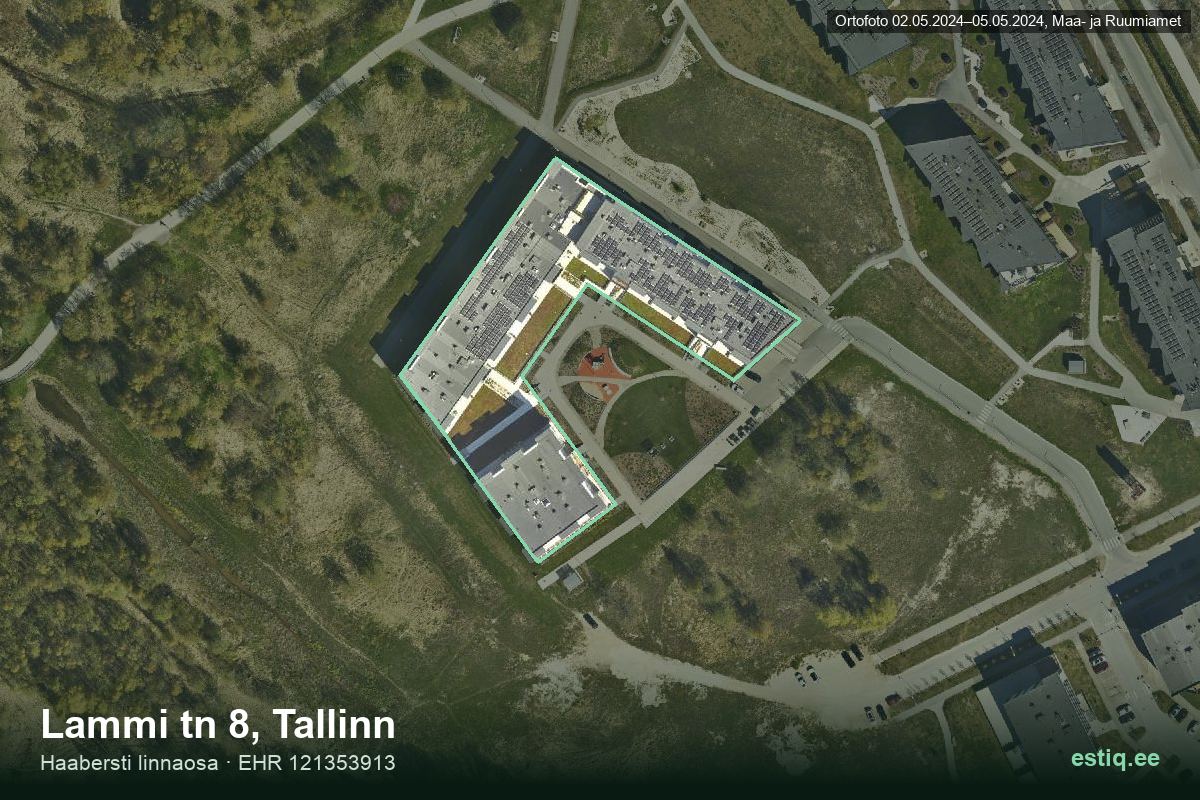 Lammi tänav 8, Tallinn – аэрофото дома, контур по данным регистра строений (EHR)