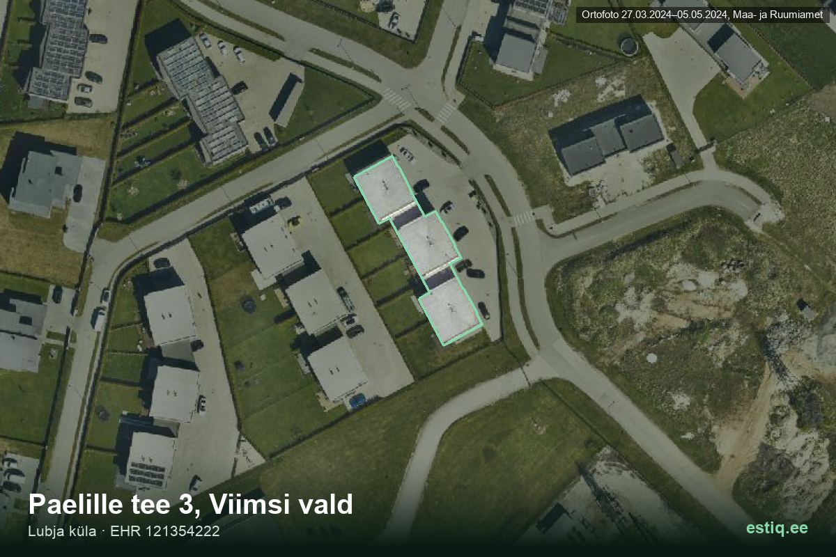 Paelille tee 3, Viimsi – hoone aerofoto, kontuur ehitisregistri (EHR) andmetest