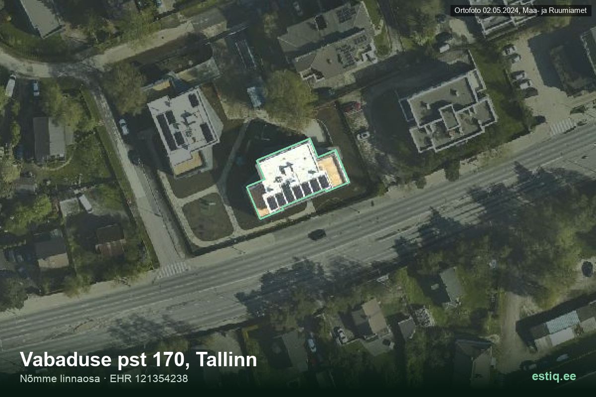 Vabaduse pst 170, Tallinn – hoone aerofoto, kontuur ehitisregistri (EHR) andmetest