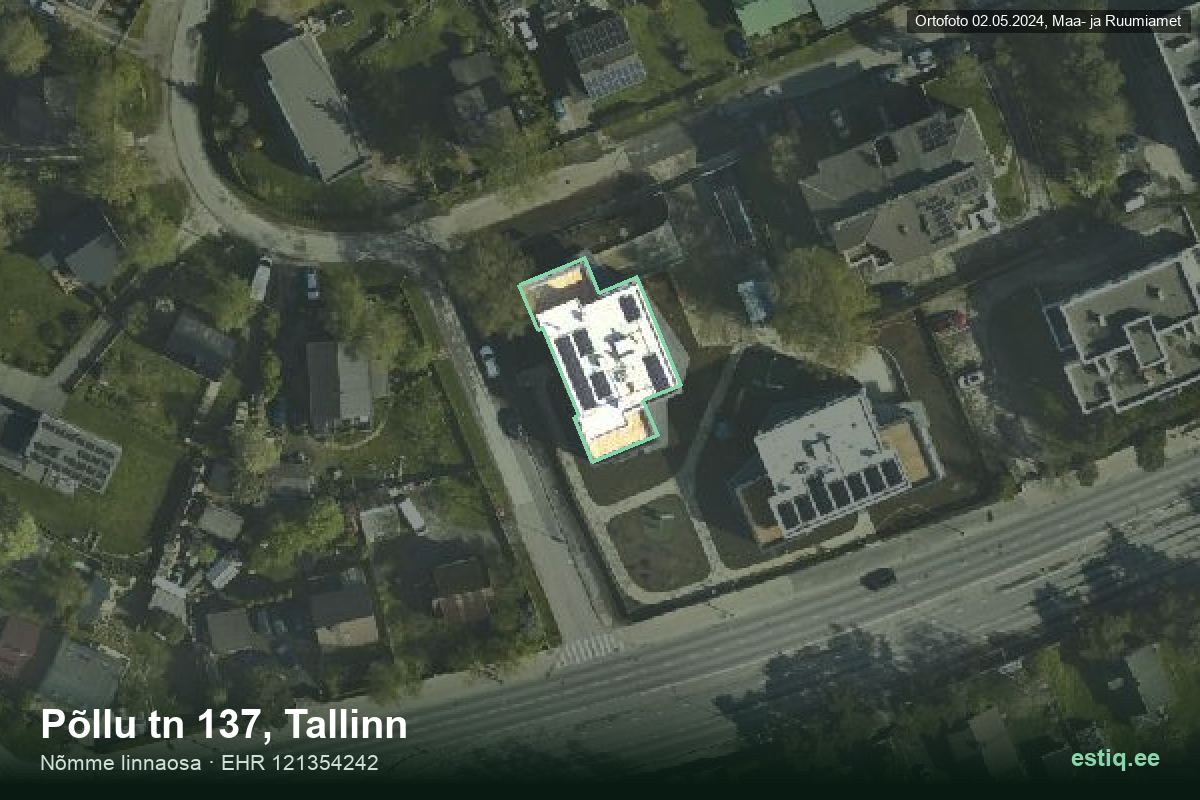 Põllu tänav 137, Tallinn – hoone aerofoto, kontuur ehitisregistri (EHR) andmetest