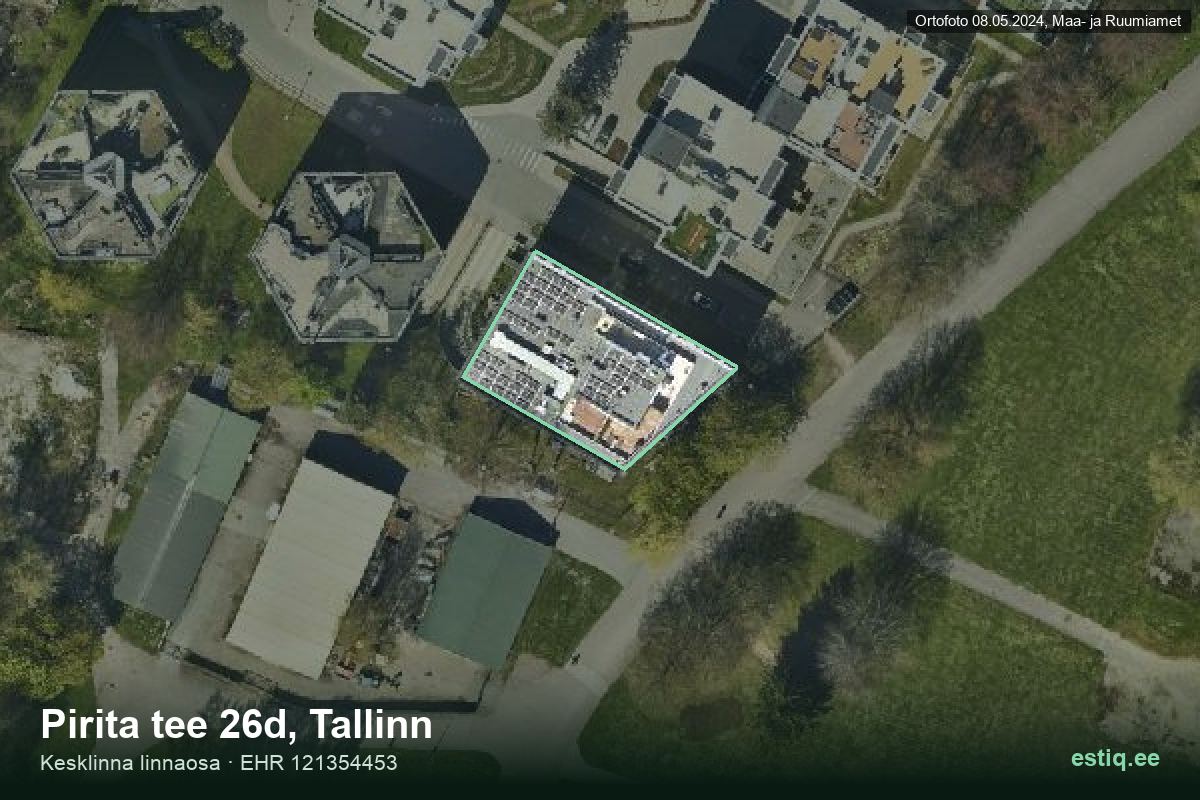 Pirita tee 26d, Tallinn – hoone aerofoto, kontuur ehitisregistri (EHR) andmetest
